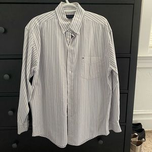 Tommy Hilfiger | Tommy Hilfiger vertical strip button down white/blue. Size L